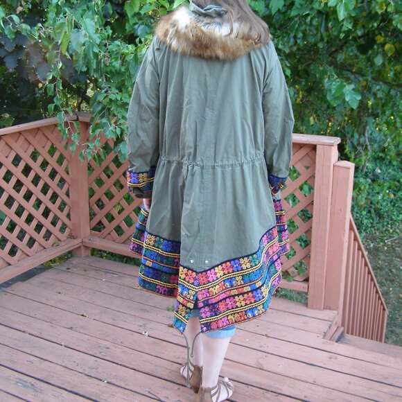 NEW! size L SACAI Green Embroidered Parka Coat - Picture 8 of 16